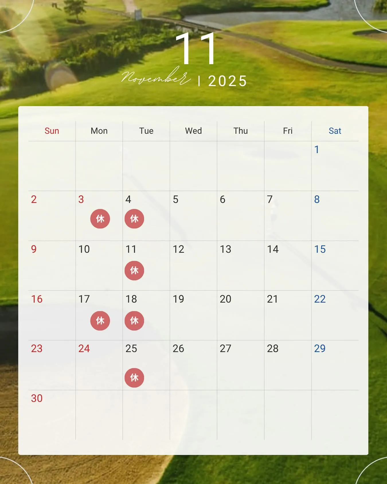 ️11月の定休日
